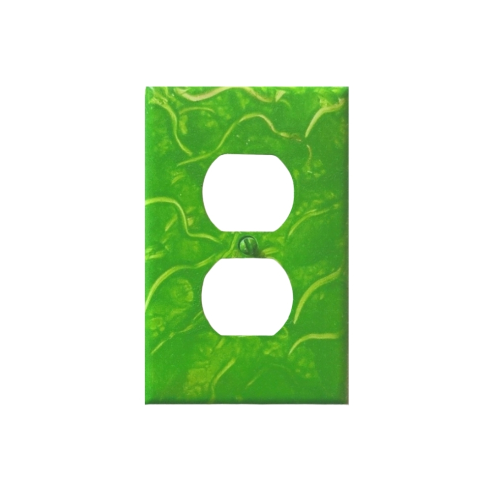Hand Crafted Green Abstract Design Duplex Outlet Wall Plate